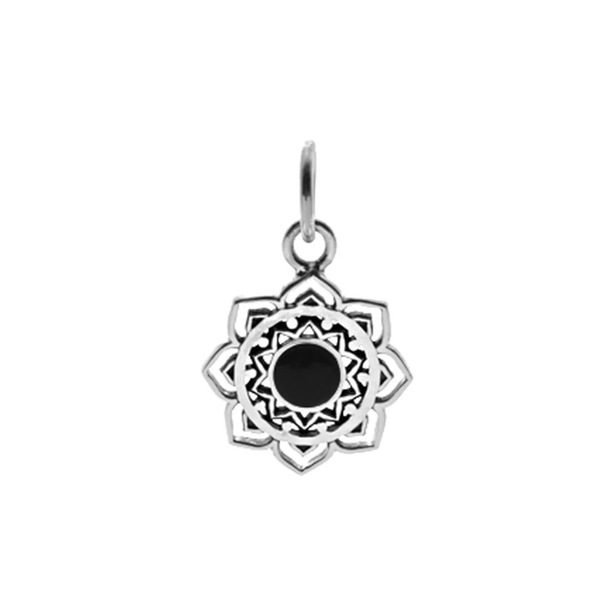 Onyx Mandala Pendant Sterling Silver 925 Hallmarked All Chain Lengths Brand New