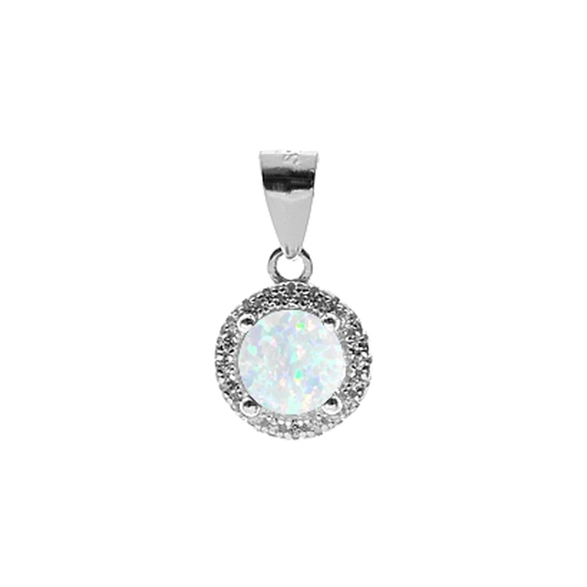 Halo White Opal Pendant Sterling Silver 925 Hallmark All Chain Lengths Brand New