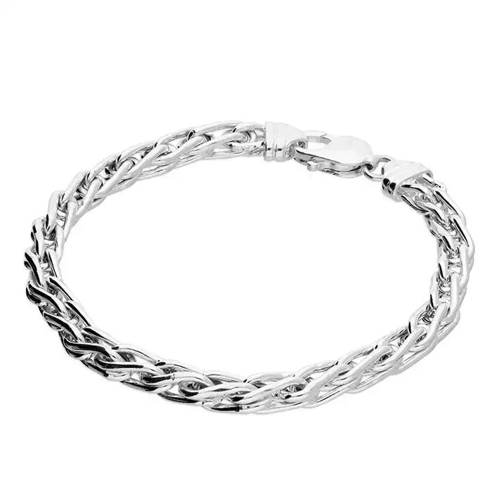 Gents Solid Sterling Silver Woven Vine Chain Bracelet 925 Hallmarked