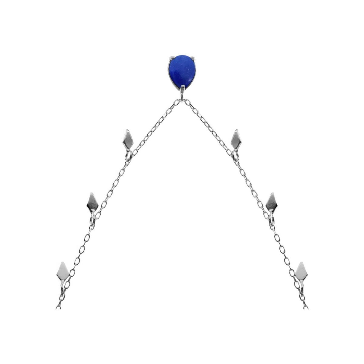 Teardrop Lapis Lazuli Necklace Solid Sterling Silver 925 Hallmarked British Made