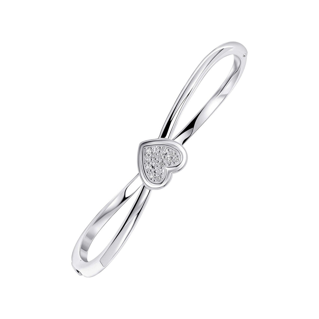 Zircon Heart Bangle Sterling Silver 925 Hallmarked British Made Brand New Boxed