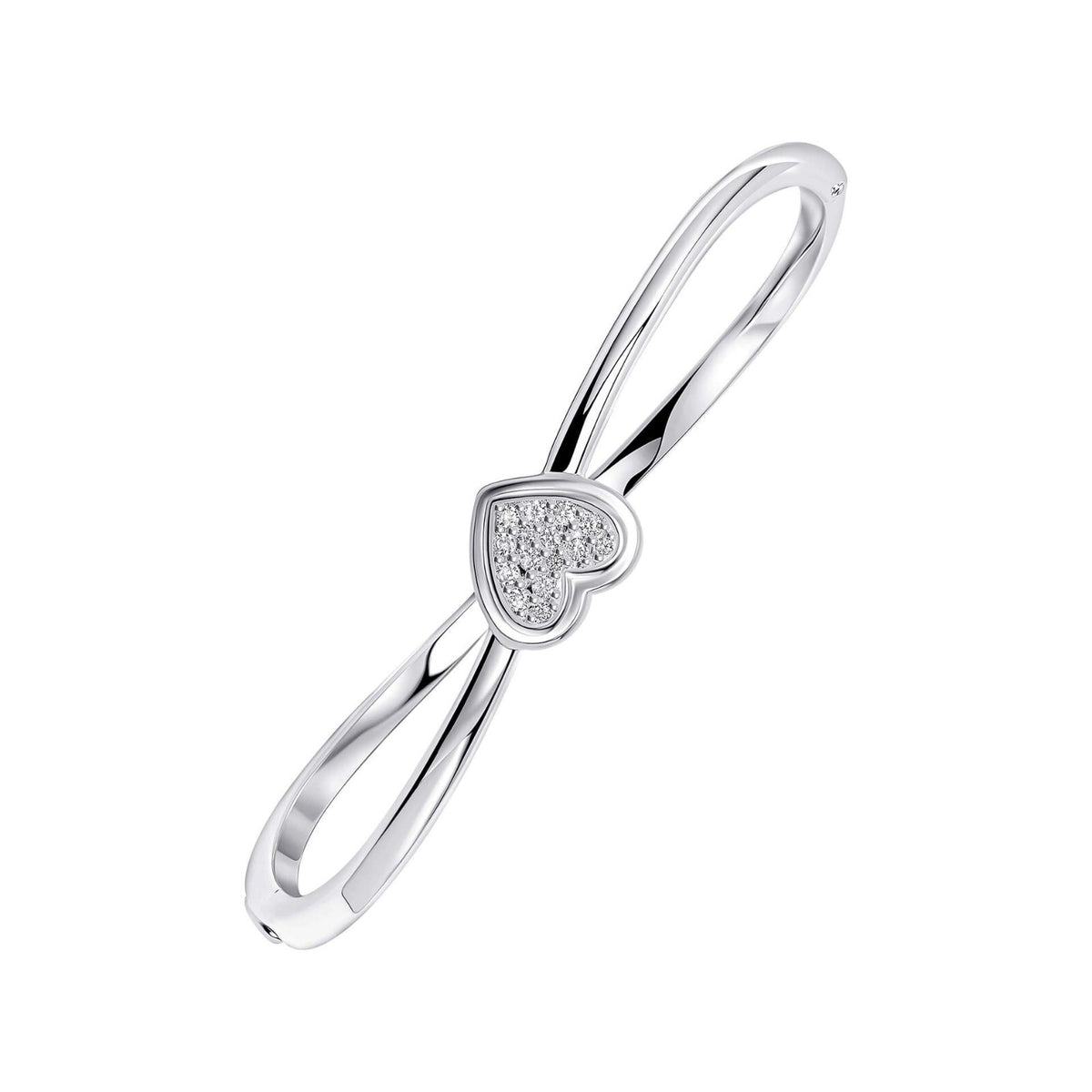 Zircon Heart Bangle Sterling Silver 925 Hallmarked British Made Brand New Boxed
