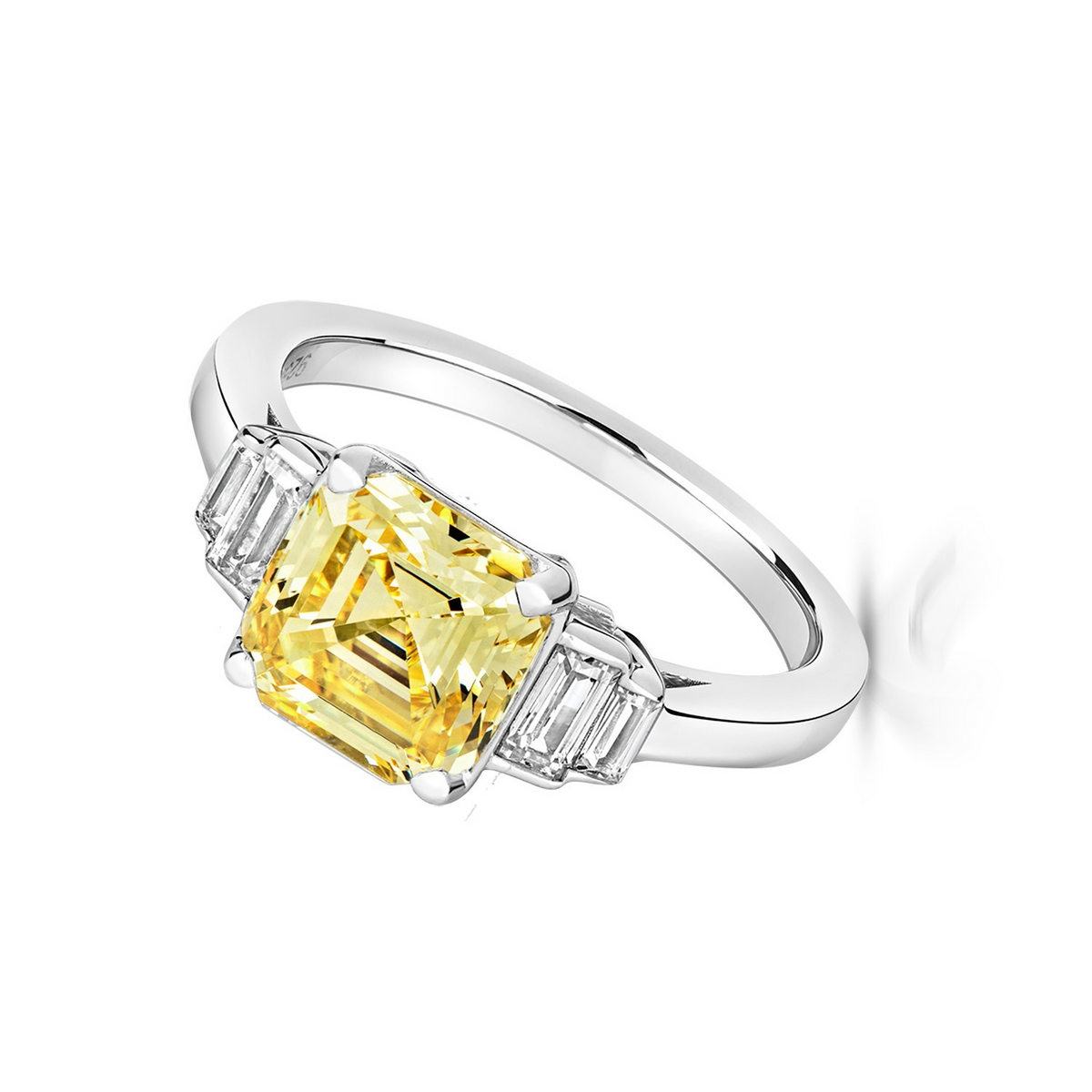 Asscher Cut Citrine Ring Sterling Silver 925 Hallmarked Sizes I - P British Made