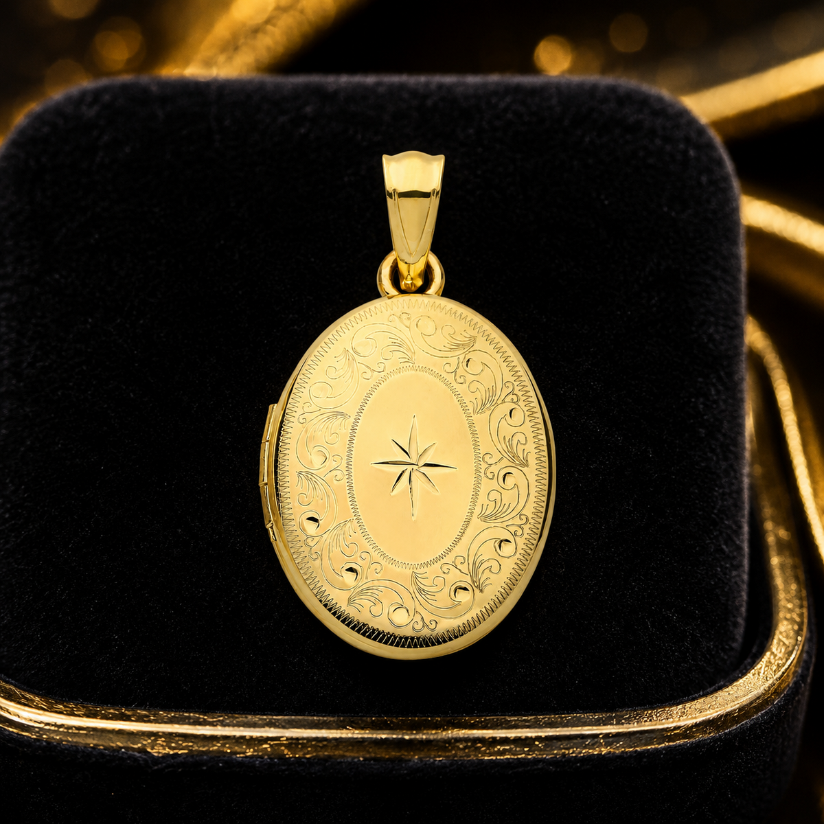 Victorian Style 9ct Yellow Gold Locket 375 Hallmarked  All Chain Lengths
