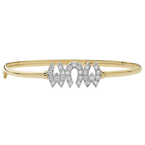 Mum Gemstone Bangle 9ct Yellow Gold Hallmarked British Made (Mothers Day)