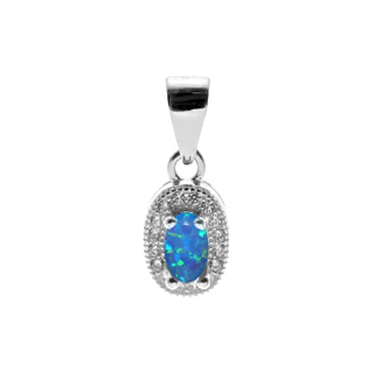 Halo Opal Pendant Sterling Silver 925 Hallmarked All Chain Lengths Brand New