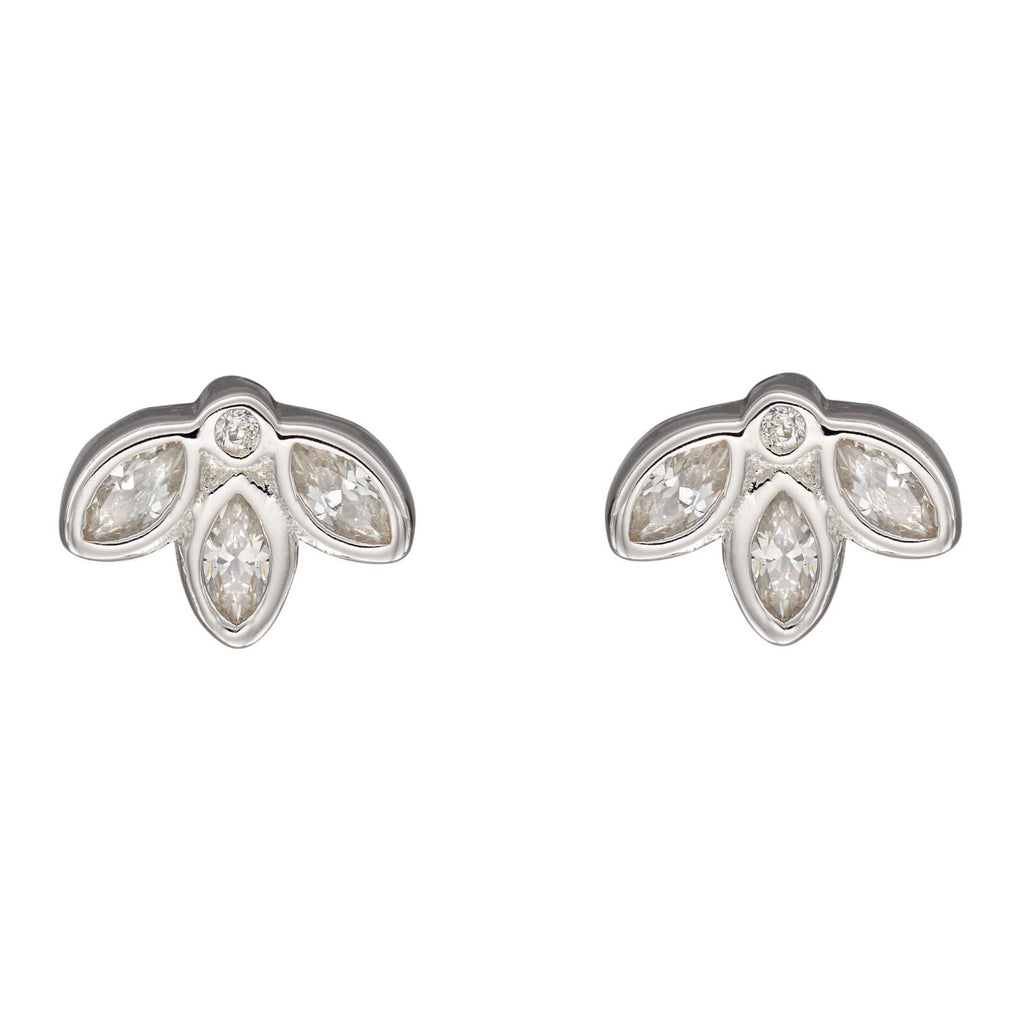 Lotus Flower Stud Earrings Sterling Silver 925 Hallmarked Brand New Boxed