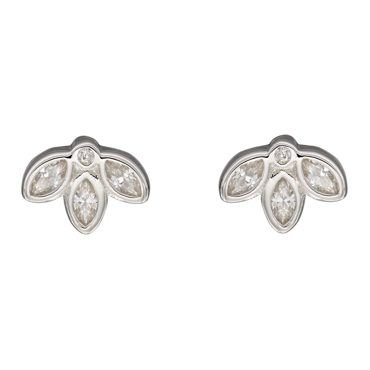Lotus Flower Stud Earrings Sterling Silver 925 Hallmarked Brand New Boxed