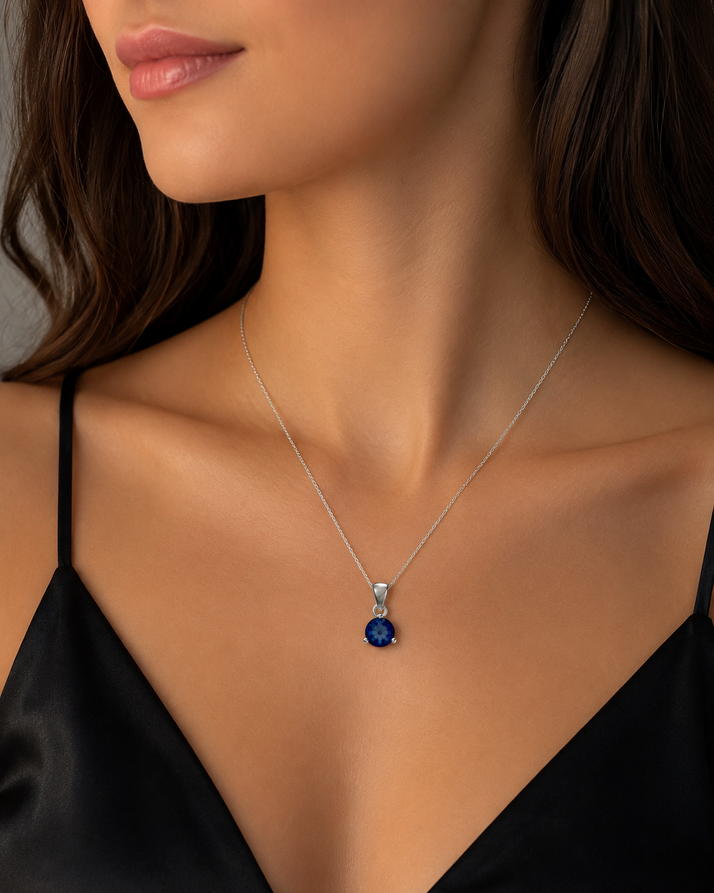 Sterling Silver Sapphire Pendant Hallmarked British Made All Chain Lengths
