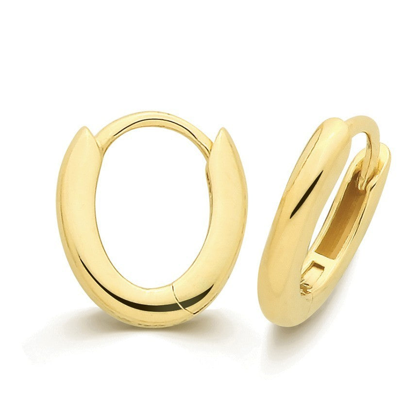 7mm 9ct Yellow Gold Hoop Earrings British Made 375 Hallmarked Brand New Boxed