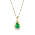 Emerald And Diamond Pendant 9ct Mixed Gold 375 Hallmarked British Made