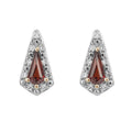 Trapeze Garnet And Diamond Earrings 9ct Yellow Gold 375 Hallmarked British Made