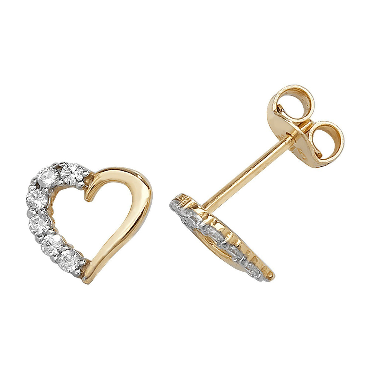 6 Stone Prong Set Heart Stud Earrings 9ct Yellow Gold 375 Hallmarked Brand New