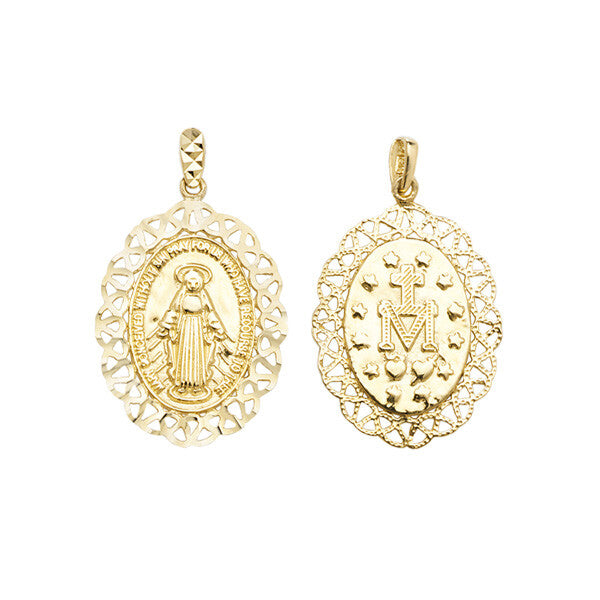 Yellow Gold Miraculous Medal Pendant Hallmarked British Made All Chain Lengths