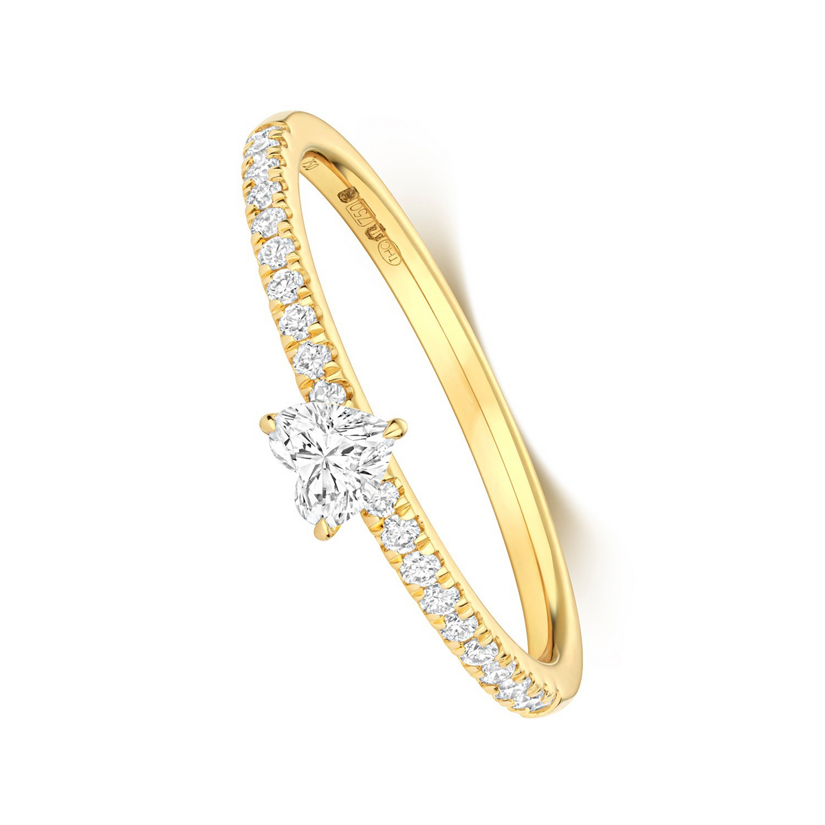 21 Natural Diamond Heart Ring 18ct Yellow Gold Hallmarked Sizes K - N