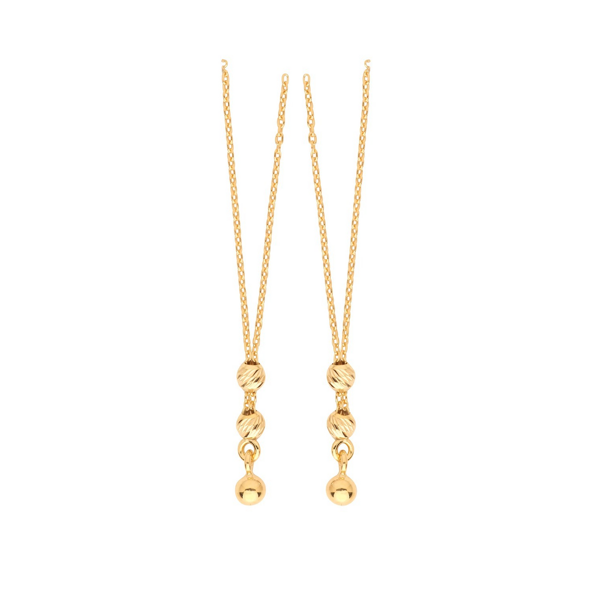 3 Ball Chain Drop Earrings 9ct Yellow Gold 375 Hallmarked Brand New Boxed