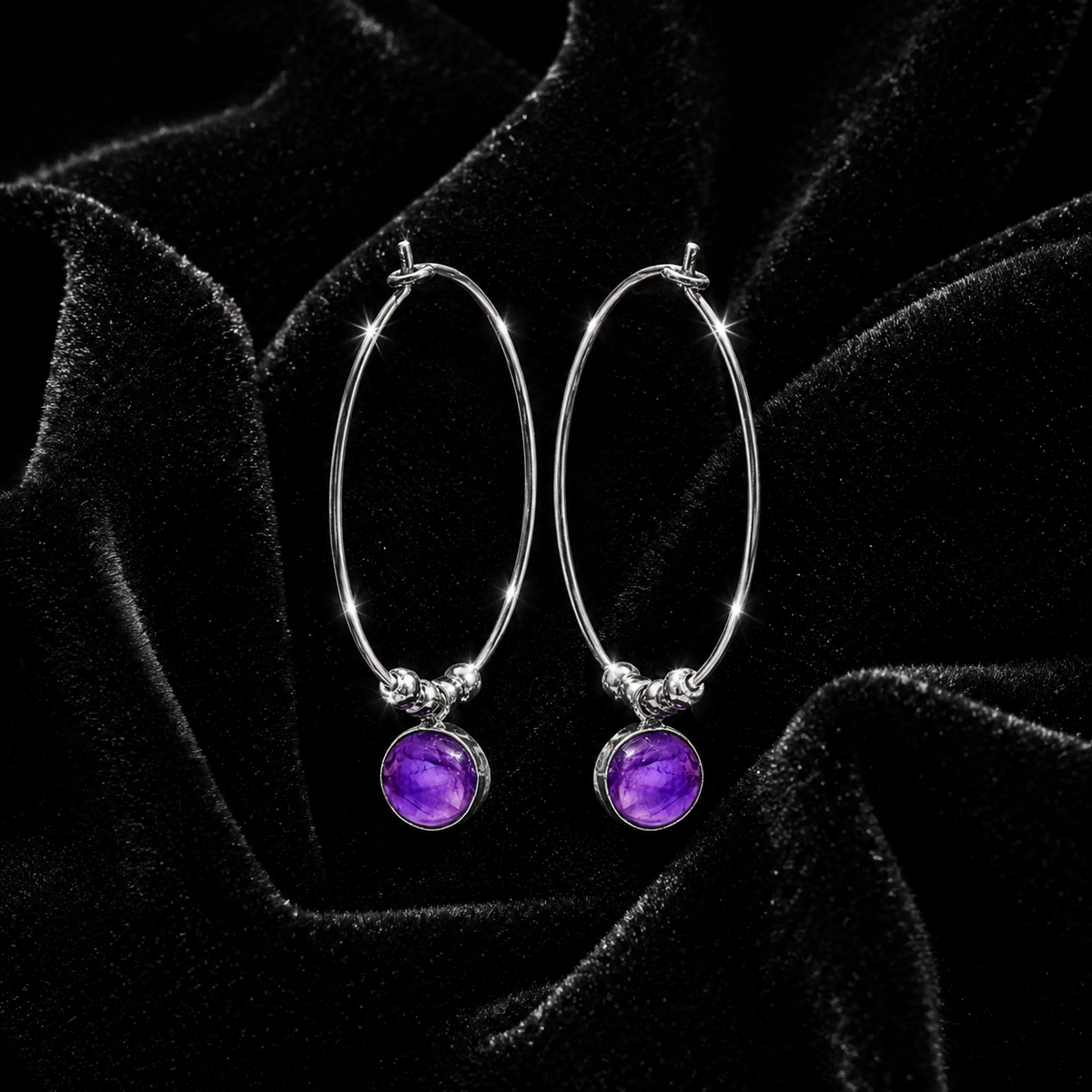 Ivy labradorite Hoop Earrings Sterling Silver 925 Hallmarked Brand New Boxed