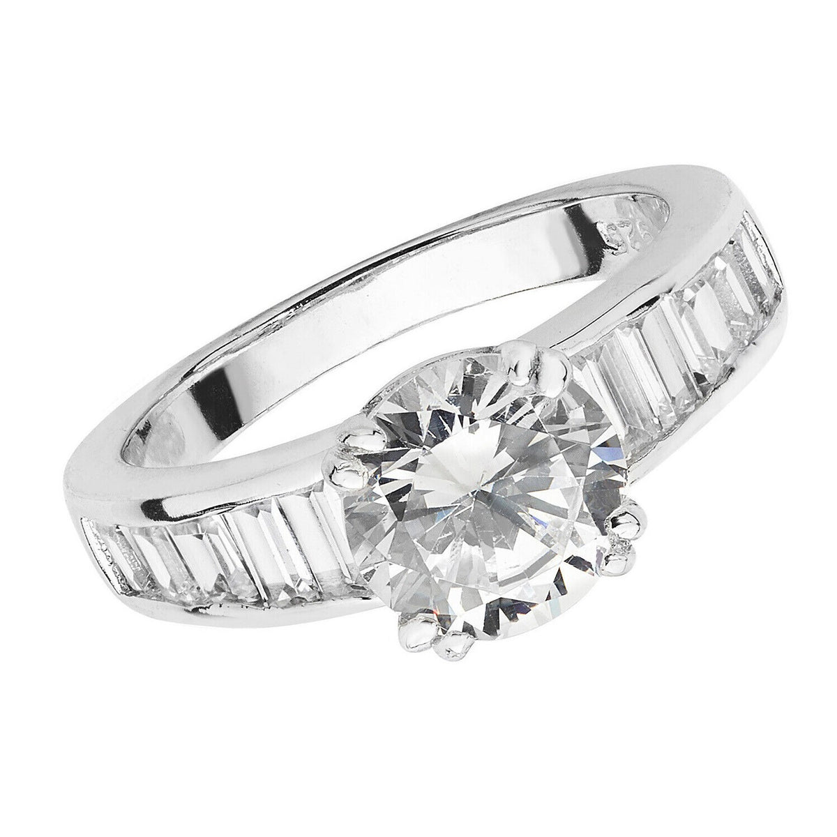 Sterling Silver Solitaire Ring Engagement Gemstone 925 Hallmarked Size L - T