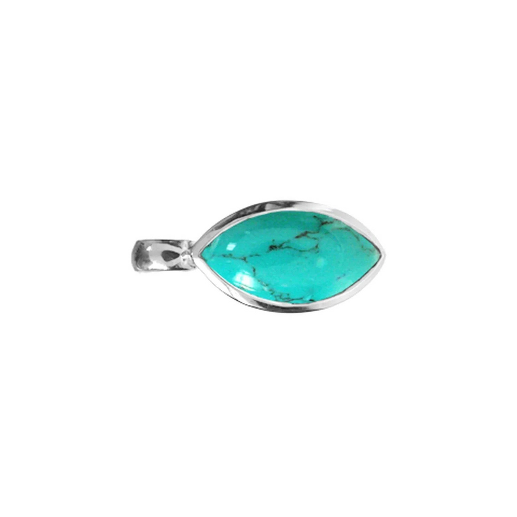 Marquise Turquoise Pendant Sterling Silver 925 Hallmarked All Chain Lengths