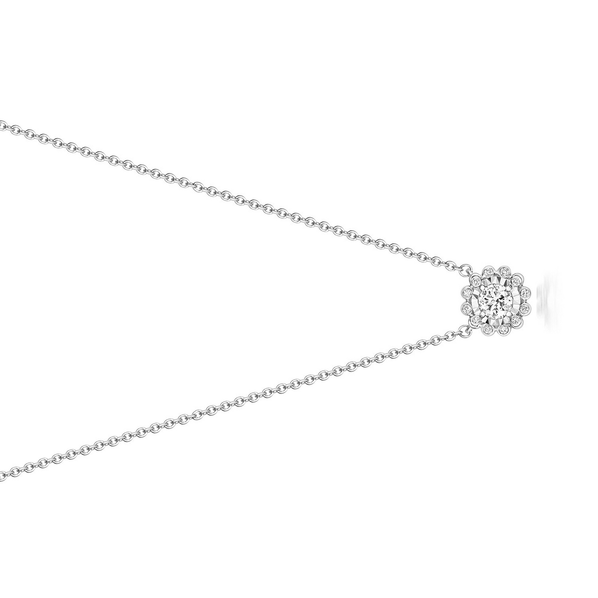 13 Natural Diamond illusion Necklace 18ct White Gold Hallmarked British Made