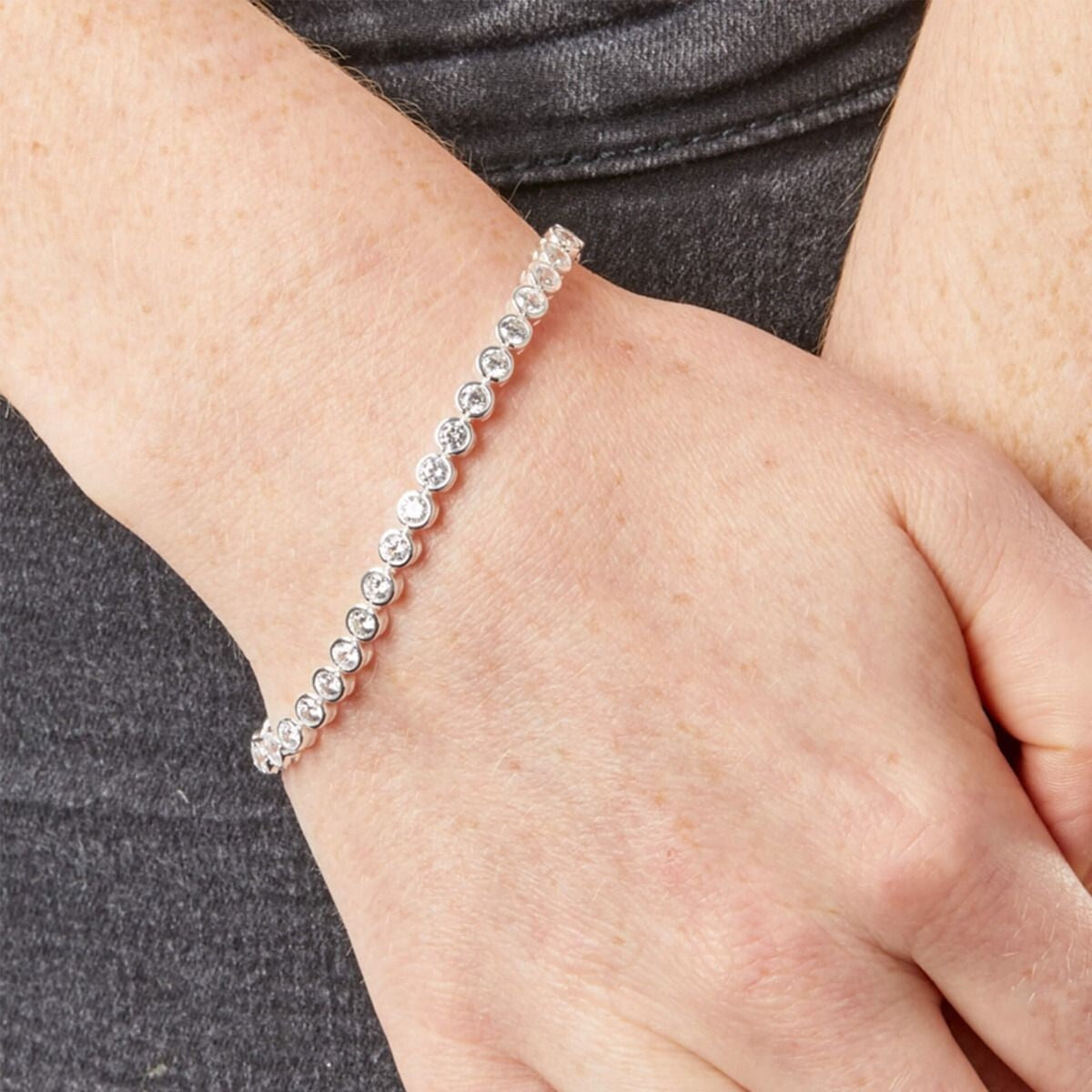 Tennis Zircon Chain Bracelet Sterling Silver 925 Hallmarked Brand New Boxed