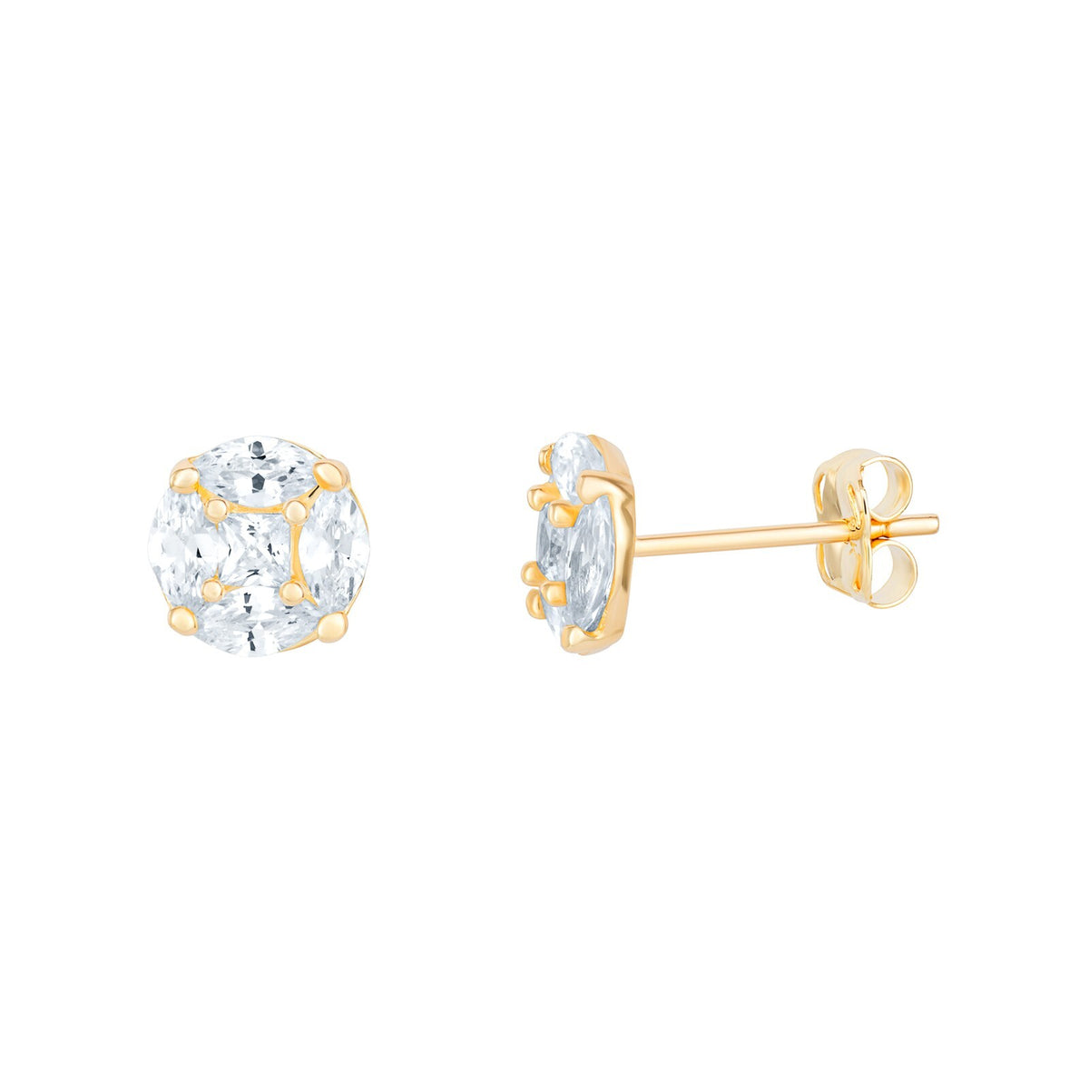 Princess Cut Gemstone Stud Earrings 9ct Yellow Gold 375 Hallmarked British Made