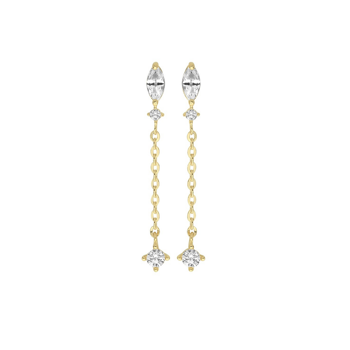 Marquise Chain Drop Earrings 9ct Yellow Gold 375 Hallmarked Brand New Boxed