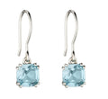 Cushion Blue Topaz Drop Earrings Sterling Silver 925 Hallmarked Brand New Boxed