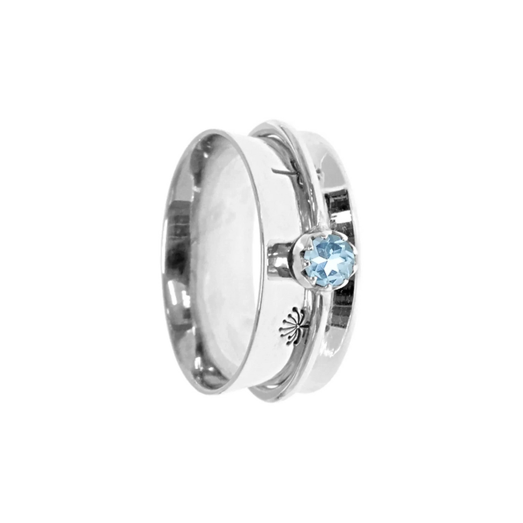 Floral Topaz Spinner Ring Sterling Silver 925 Hallmark British Made Size K - T