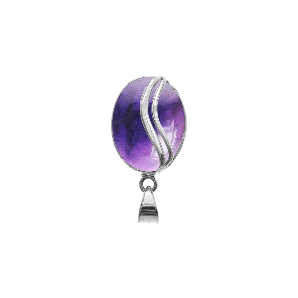 Oval Stripe Amethyst Pendant Sterling Silver 925 Hallmarked All Chain Lengths