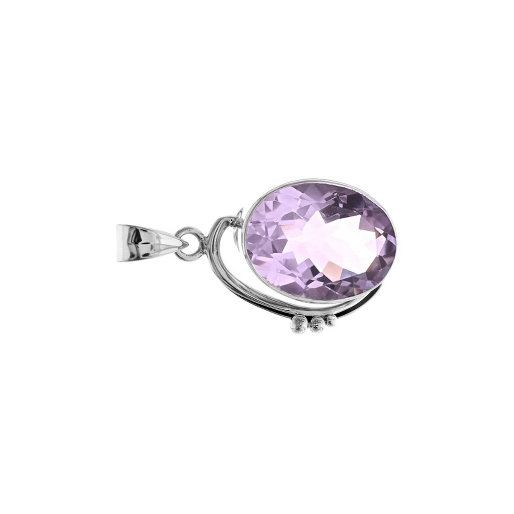 Oval Facetted Amethyst Pendant Sterling Silver 925 Hallmarked All Chain Lengths