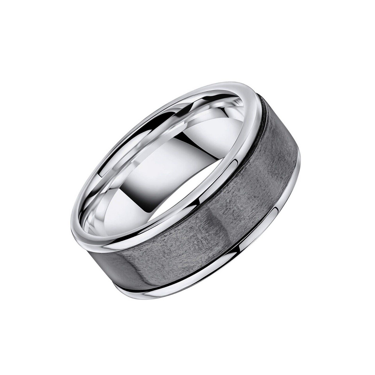 Sterling Silver Gents Brushed Spinner Ring 925 Hallmark Size Q - Z British Made