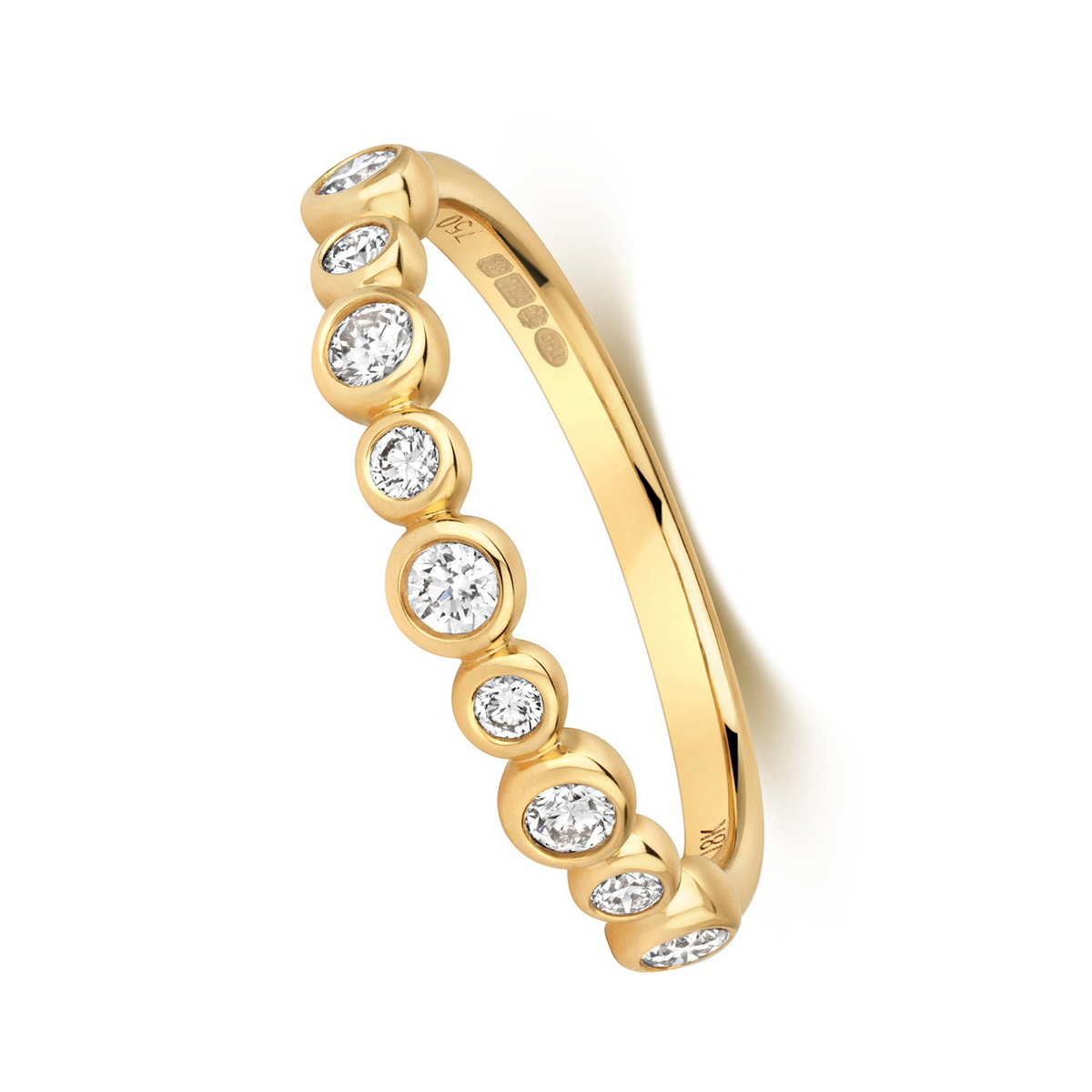 9 Natural Diamond Flush Eternity Ring 18ct Yellow Gold Hallmarked Sizes J - Q
