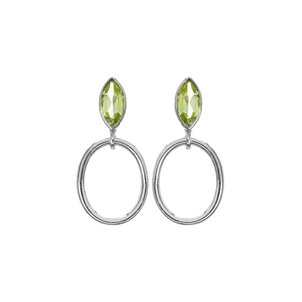 Marquise Peridot Hoop Earrings Sterling Silver 925 Hallmarked Brand New Boxed