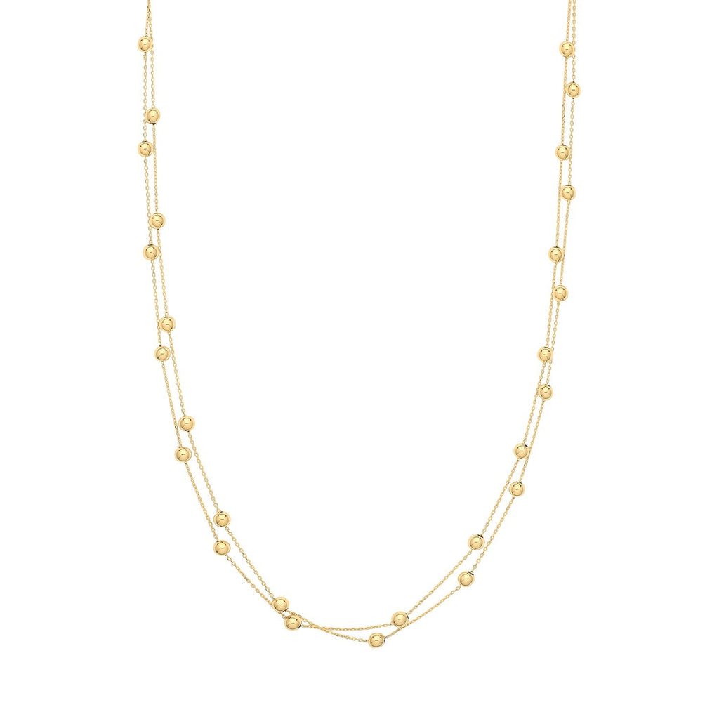 Ball Double Chain Necklace and Bracelet Set 9ct Yellow Gold 375 Hallmarked