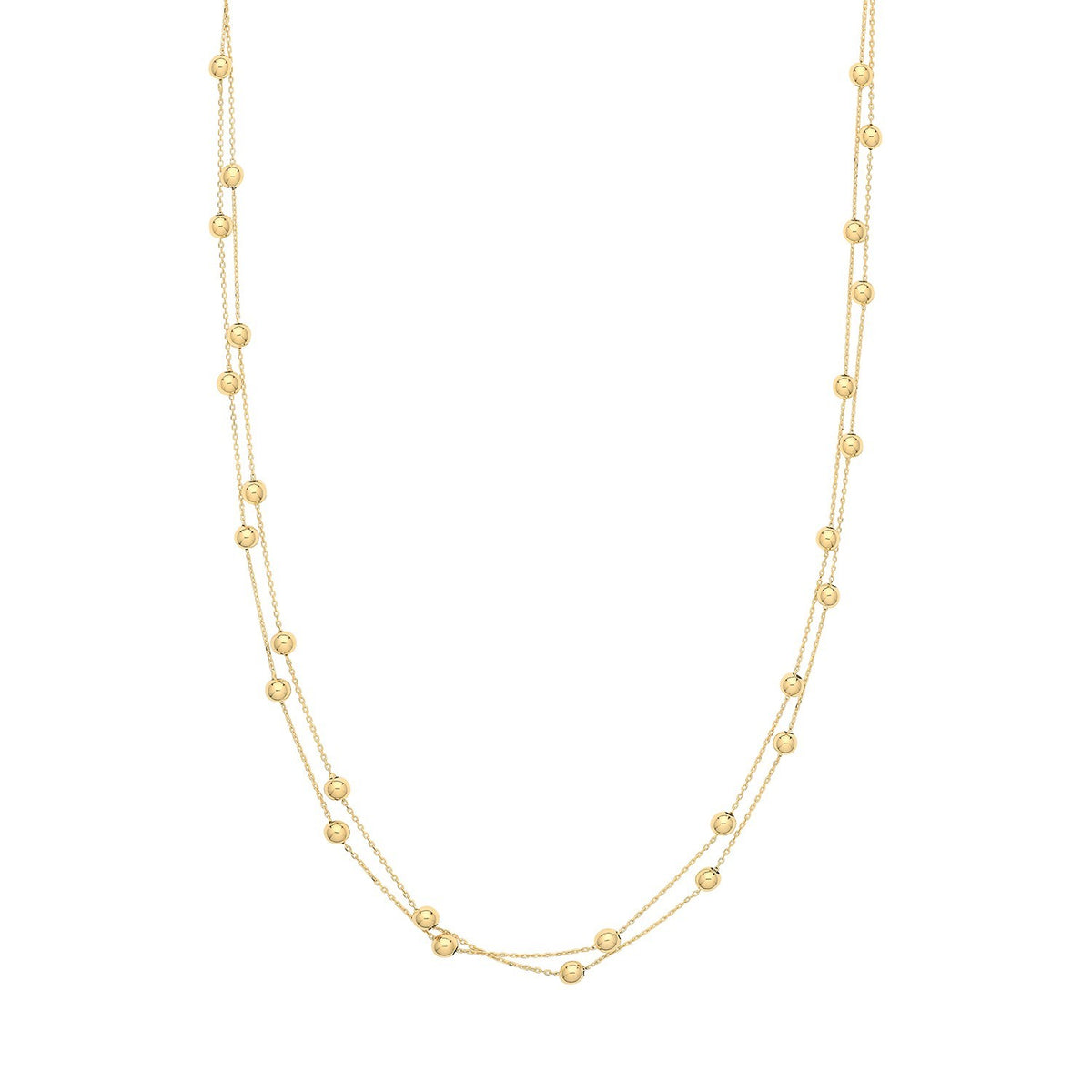 Ball Double Chain Necklace and Bracelet Set 9ct Yellow Gold 375 Hallmarked