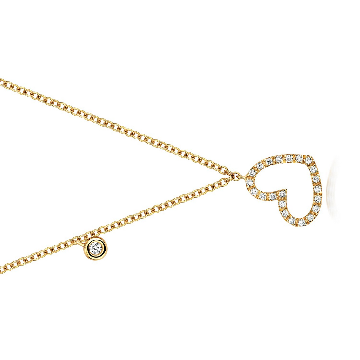 23 Natural Diamond Heart Necklace 18ct Yellow Gold Hallmarked British Made