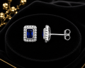Natural Sapphire Earrings Solid Sterling Silver 925 Hallmark Brand New Boxed