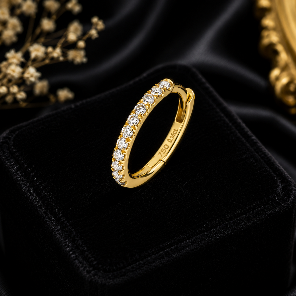 9.7mm 11 Natural Diamond Hoop Earring 18ct Yellow Gold Hallmarked British Made
