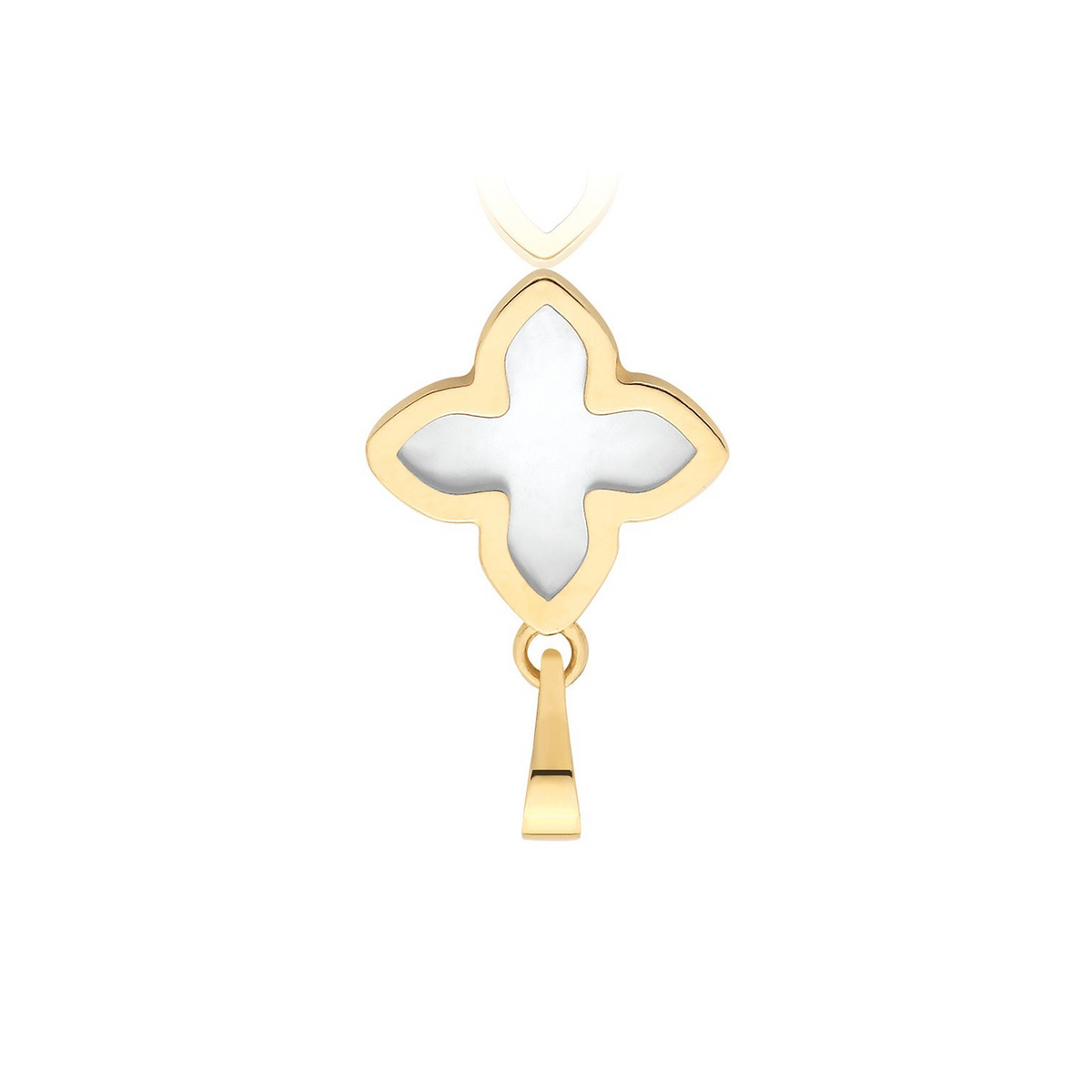 Floral Mother Of Pearl 9ct Yellow Gold Pendant 375 Hallmarked All Chain Lengths
