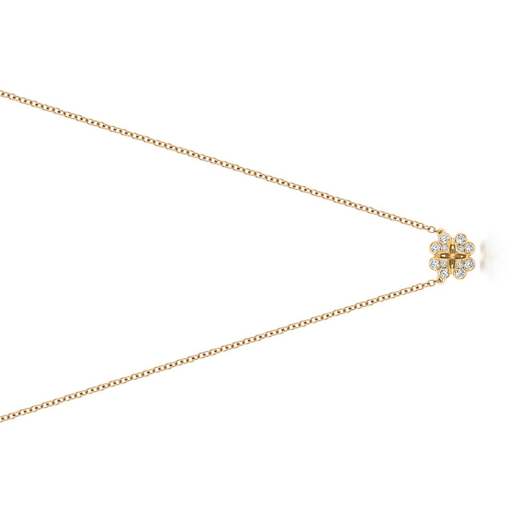 12 Natural Diamond Clover Necklace 18ct Yellow Gold Hallmarked British Made