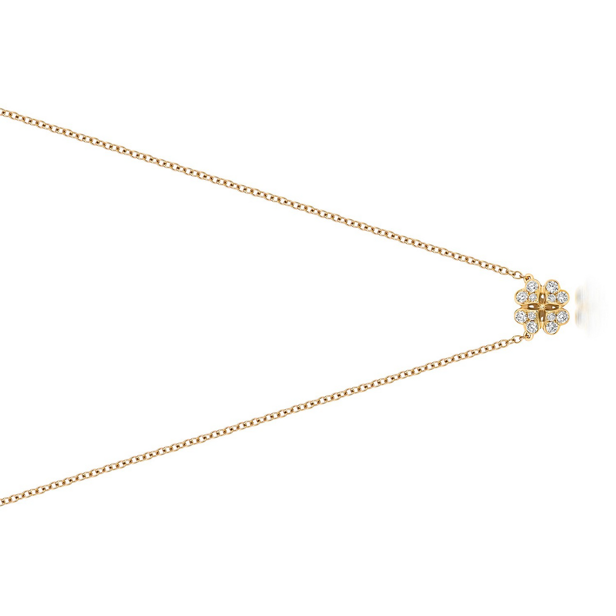 12 Natural Diamond Clover Necklace 18ct Yellow Gold Hallmarked British Made