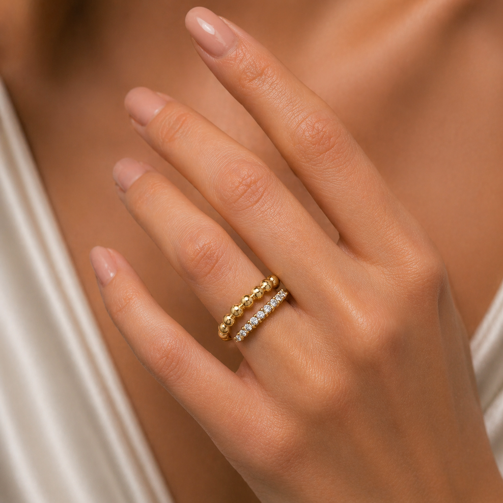 Bobble Wrap Ring 9ct Yellow Gold Channel Set Hallmarked Sizes L - S British Made