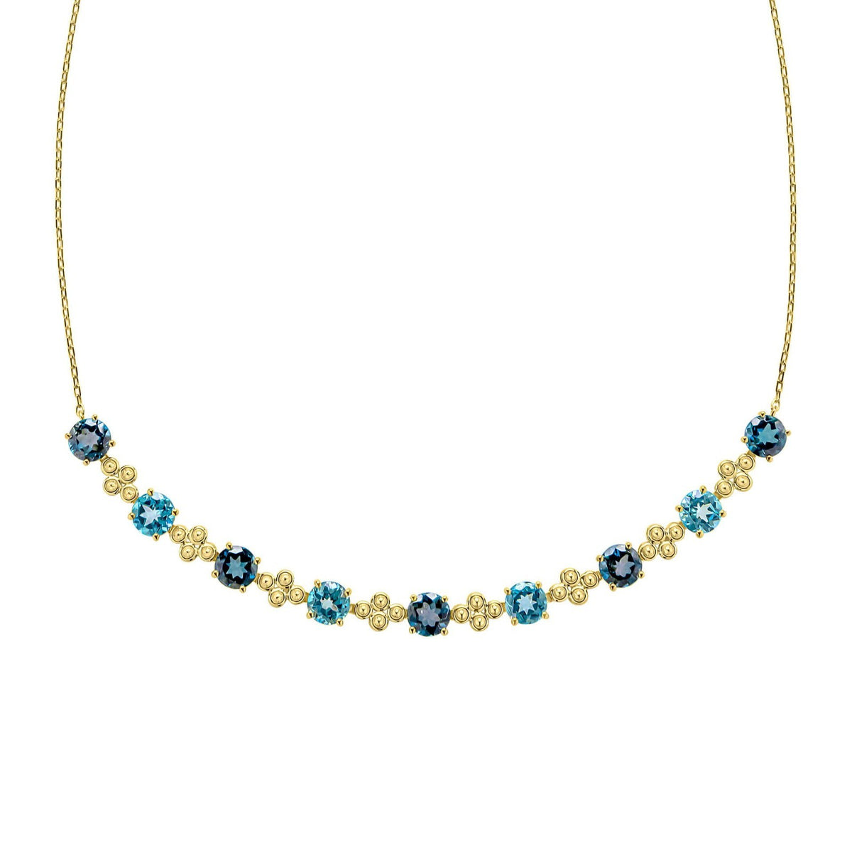 9ct Yellow Gold Blue Topaz Necklace 375 Hallmarked British Made Brand New Boxed