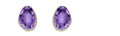 Irregular Shaped Amethyst Stud Earrings With Diamonds in 9ct Yellow Gold
