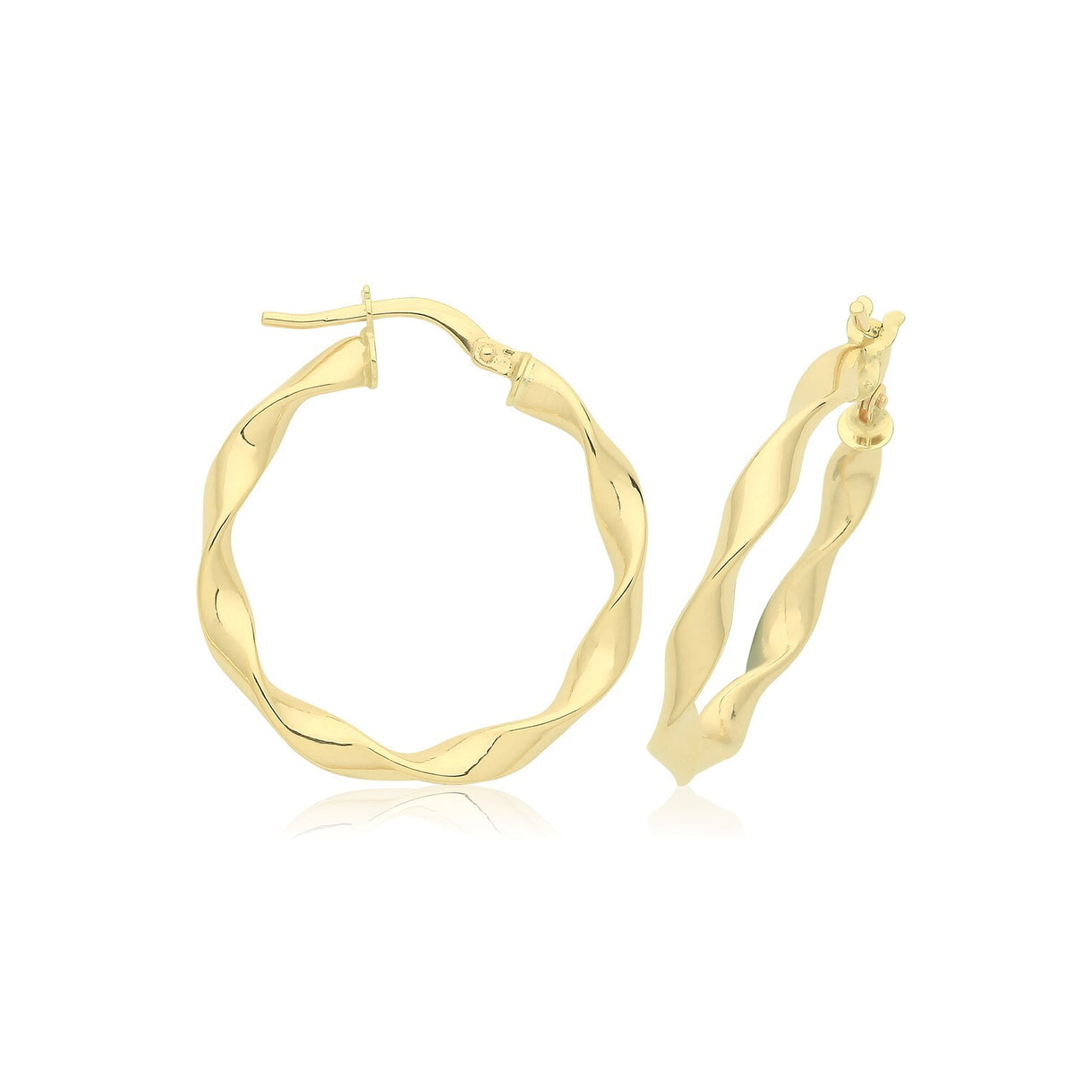 9ct Yellow Gold Twist Hoop Earrings 375 Hallmarked 10mm - 40mm Diameter