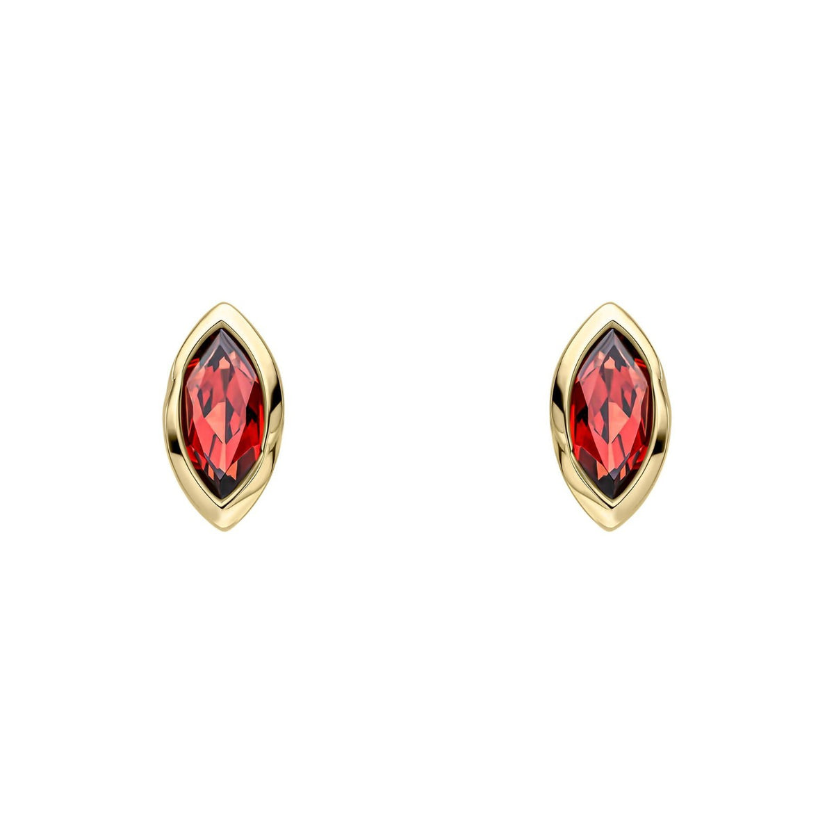 Marquise Garnet Pendant & Earrings Set 9ct Yellow Gold 375 Hallmarked