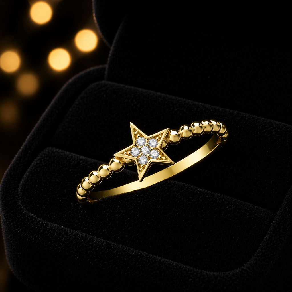 Star Bobble Ring 9ct Yellow Gold Hallmarked Sizes J - T British Made