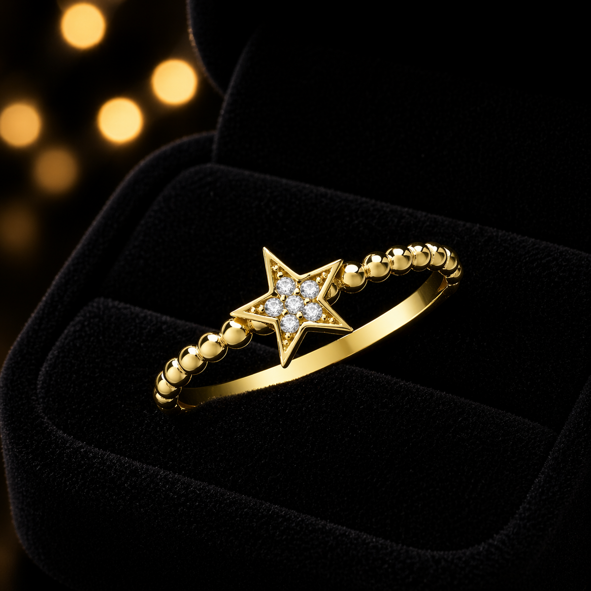 Star Bobble Ring 9ct Yellow Gold Hallmarked Sizes J - T British Made