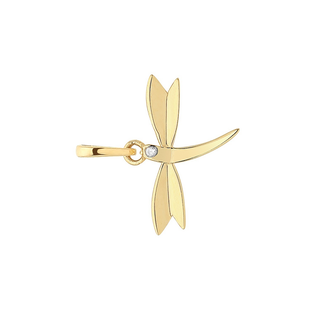 Drgonfly 9ct Yellow Gold Pendant 375 Hallmark British Made All Chain Lengths
